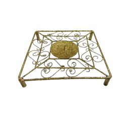 Portacandela centrotavola forma quadrata brillantinato oro con perle