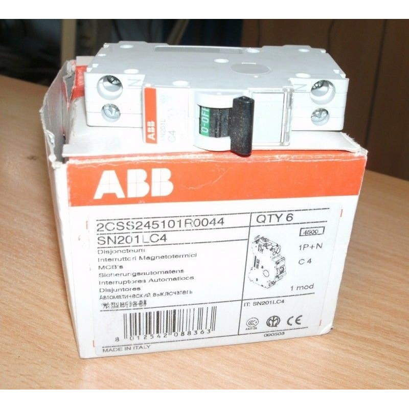 ABB INTERRUTTORE MAGNETOTERMICO SN201L C4 1P+N C4 230V 4500K  NUOVO lrx