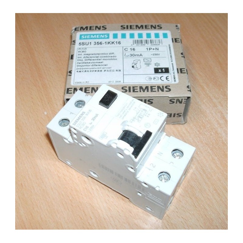 INTERRUTTORE MAGNETOTERMICO DIFFERENZIALE SIEMENS 5SU1 356-1KK16 C16 1P+N lrx