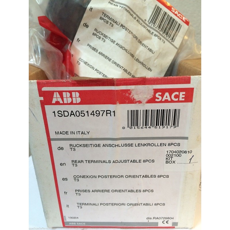 PER INTERRUTTORE ABB SACE TERMINALI POSTERIORI ORIENTABILI 8 PCS T3  NUOVO