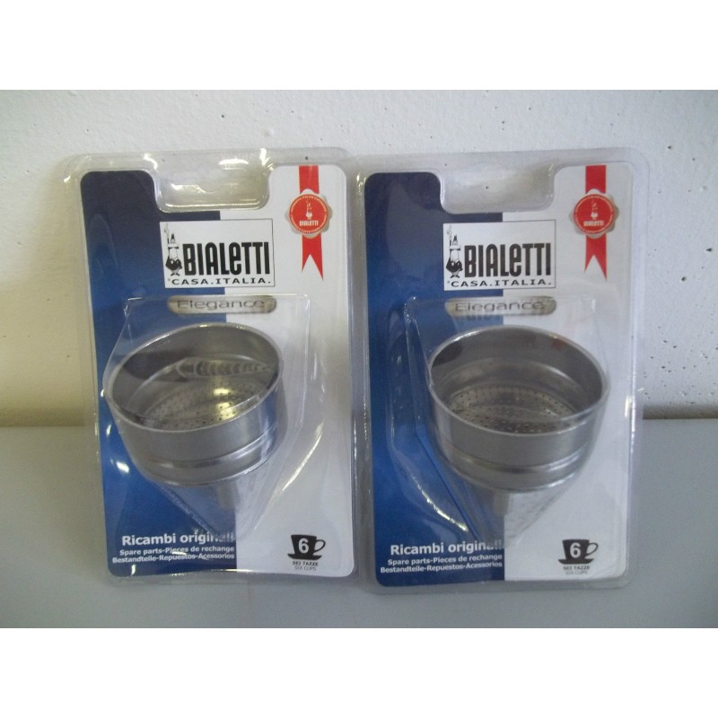 2 PEZZI BIALETTI FILTRO AD IMBUTO ELEGANCE ACCIAIO 6 TAZZE NUOVO VLX